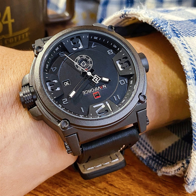Top Brand Luxury NAVIFORCE Men Sports Watches Men's Army Military Leather Quartz Watch Male Waterproof Clock Relogio Masculino
