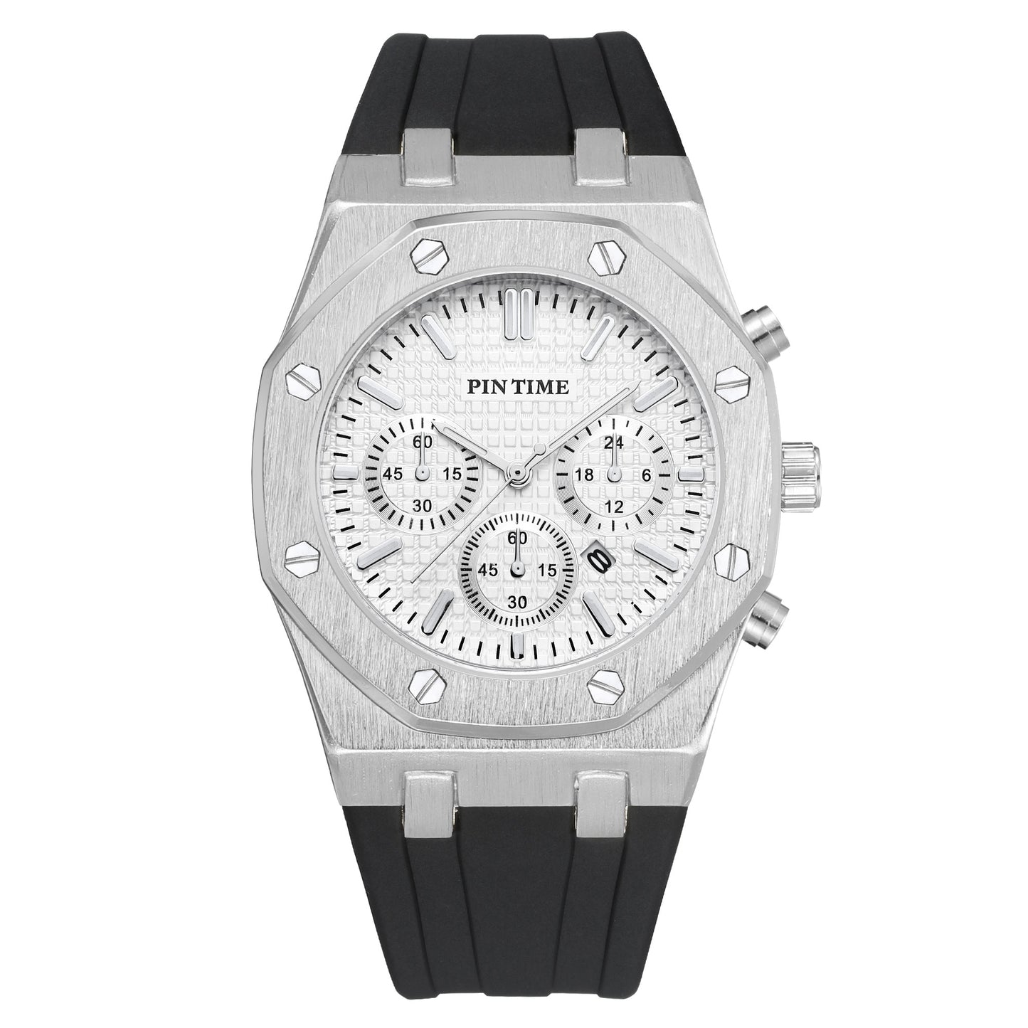 PINTIME Silicone Mens Watch Top Brand Luxury Quartz Clock Calendar Military Watch Men Sport Wristwatch Relogio Masculino Relojes