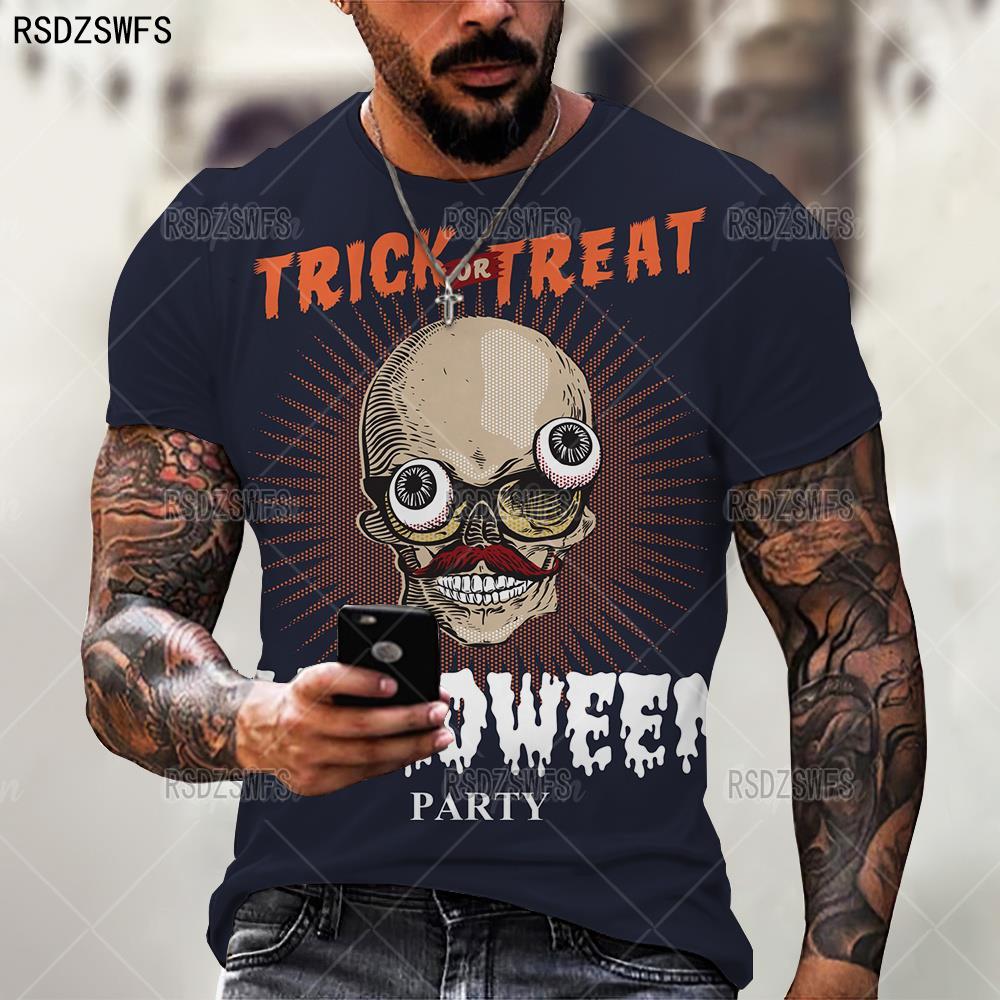 Summer Horror Skull 3D Print T Shirt For Men Casual Oversized Short Sleeve Clothes Streetwear Hip Hop Tops Tees Men Clothing 4XL