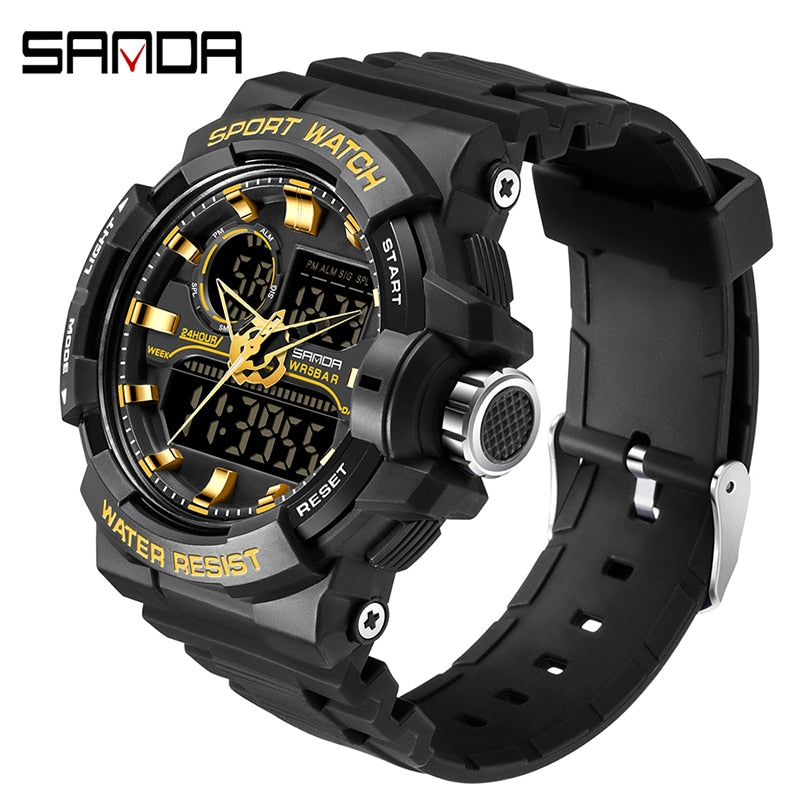 SANDA Waterproof Sports Watch Men's Clock LED Digital Quartz Watch Top Brand Luxury Men G style Luminous Watch Relogio Masculino