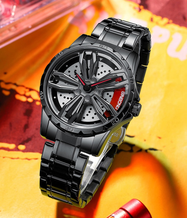 Rim Hub Watches 2022 Men Sports Car Men Watches Quartz Waterproof Sport Stainless Steel Wheel Wristwatch Car Quartz Men Watches
