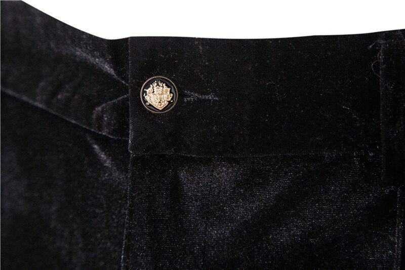 Luxury Velvet Inlaid With Gold Edge Men's Suits Double Breasted Men's Sets Evening Dress Jacket and Pants Wedding Men Clothing