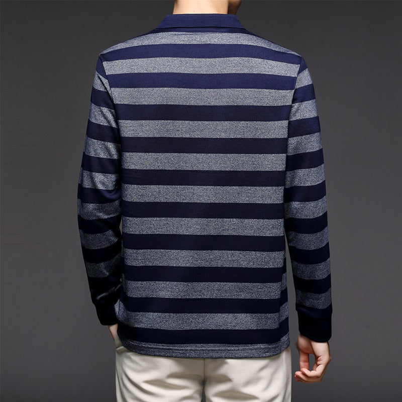 Top Grade 2022 New Fashion Brand Striped Men Plain Polo Shirts For Men Casual Designer Long Sleeve Tops Men's Clothing