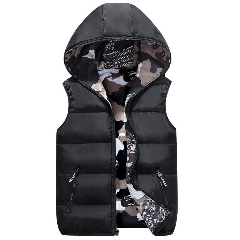 DIMUSI Men's Vests Winter Sleeveless Jackets Male Double-Wear Cotton-Padded Hooded Vest Coats Men Thick Warm Waistcoats Clothing