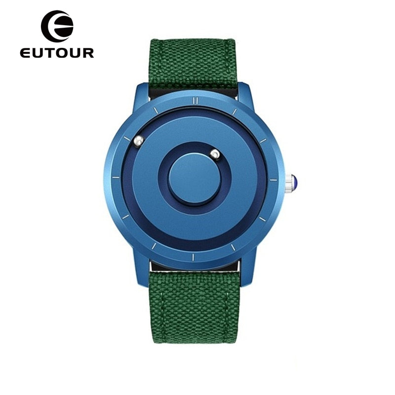 EUTOUR Creative Watch Rose Gold Black Sliver Magnetic Ball Metal Multinational Watch Men's Fashion Rubber Sports Male Watch