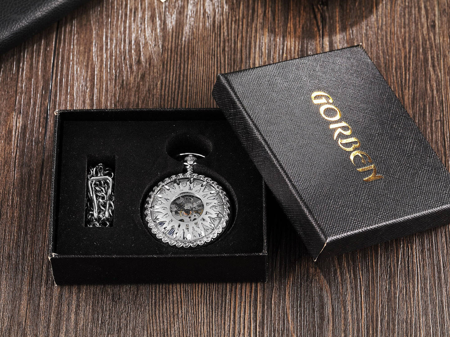 Luxury Silver Skeleton Mechacnical Mens Pocket Watch with FOB Chain Hot Smooth Steel Women Unisex Hand winding Pocket Watches