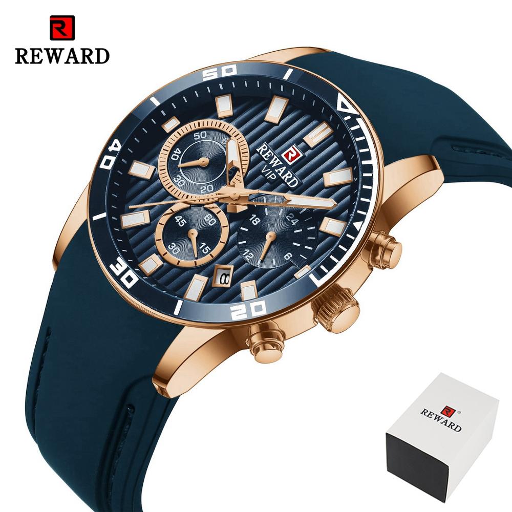 REWARD Mens Watches Top Brand Luxury Chronograph Green Men Silicone Waterproof Date Sport Wrist Watch Man Male Clock Dropship
