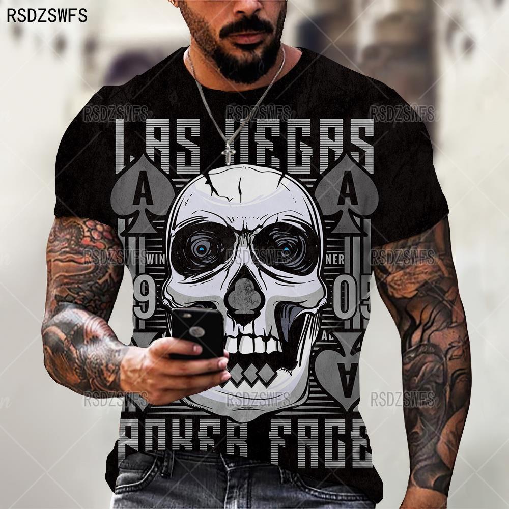 Summer Horror Skull 3D Print T Shirt For Men Casual Oversized Short Sleeve Clothes Streetwear Hip Hop Tops Tees Men Clothing 4XL