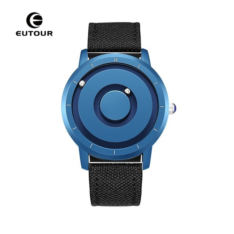 EUTOUR Creative Watch Rose Gold Black Sliver Magnetic Ball Metal Multinational Watch Men's Fashion Rubber Sports Male Watch