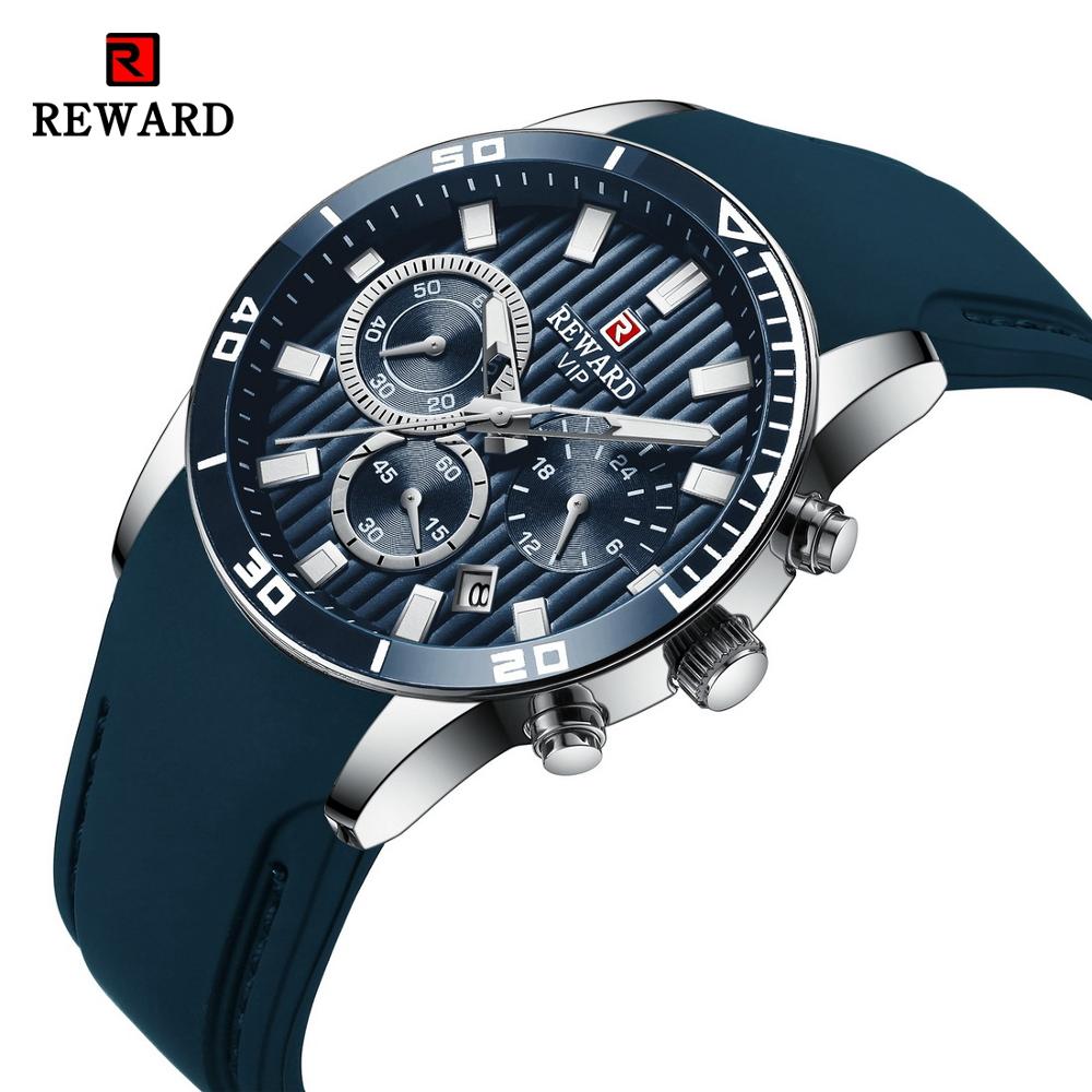 REWARD Mens Watches Top Brand Luxury Chronograph Green Men Silicone Waterproof Date Sport Wrist Watch Man Male Clock Dropship