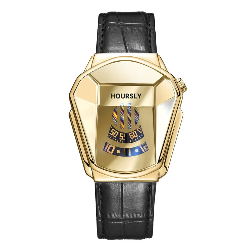Luxury HOURSLY Brand Trend Cool Men's Wrist Watch Stainless Steel Technology Fashion Quartz Watch For Men 2022 Relogio Masculino