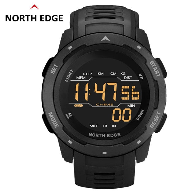 NORTH EDGE Mars Men Smartwatch Women Sports Watches Military Clock Dual Time Pedometer Digital Alarm Countdown Waterproof 50M