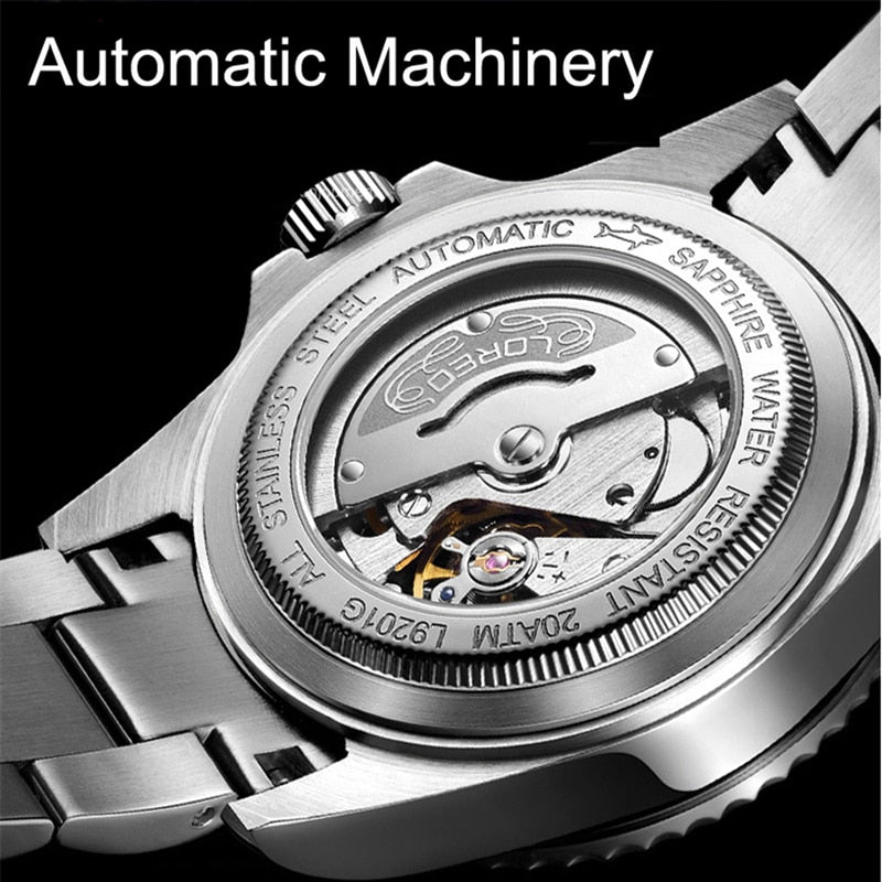 LOREO Waterproof 200m Sports Watch Men Famous Mechanical Watches Male Clock Relojes Deportivos Herren Uhren Reloj Hombre Montre