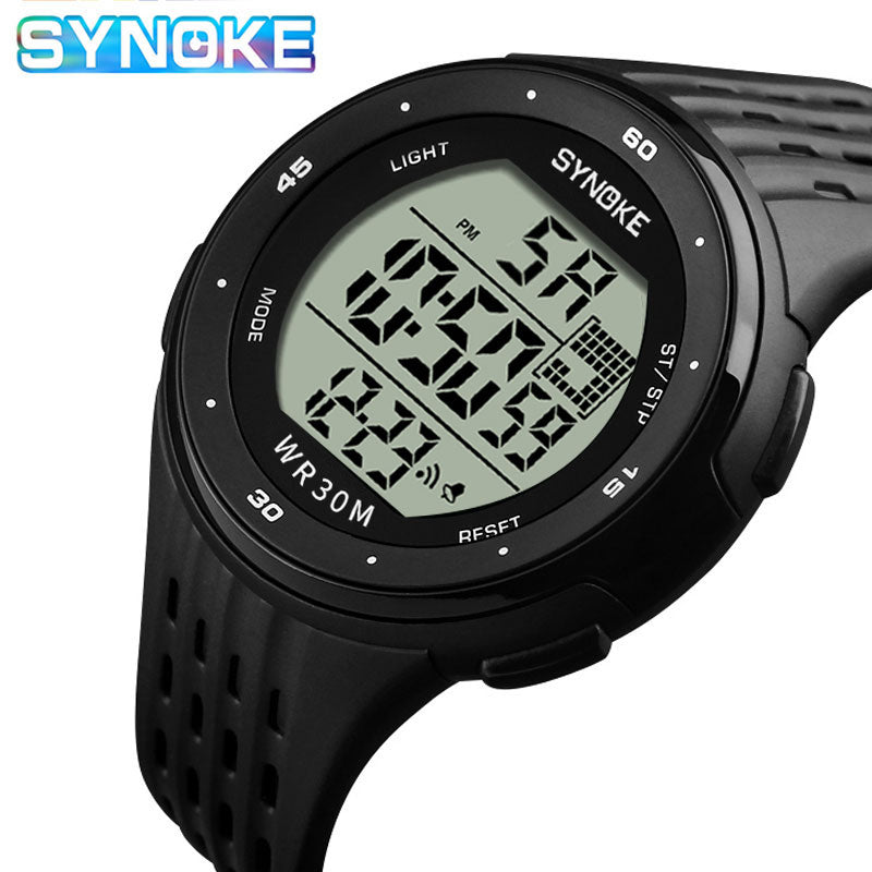SYNOKE Men Digital Watch LED Display Waterproof Male Wristwatch Chronograph Calendar Alarm Week Sports Watches Relogio Masculino