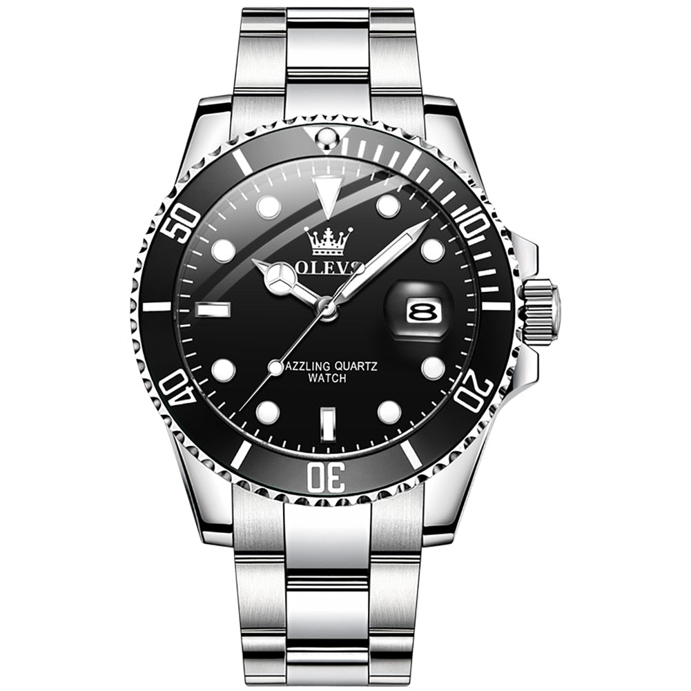 Top Brand Men Watch Green Luxury Fashion Waterproof Quartz Sports Stainless Steel Watches for Men Wristwatch Reloj Hombre + Box