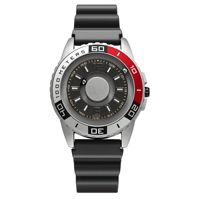 EUTOUR Creative Watch Rose Gold Black Sliver Magnetic Ball Metal Multinational Watch Men's Fashion Rubber Sports Male Watch
