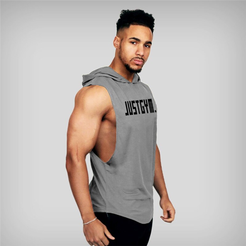 Summer Brand Clothing Bodybuilding Hooded Sleeveless Shirt Fitness Mens Tank Top Muscle Vest Cotton Gym Tank Top Sportswear