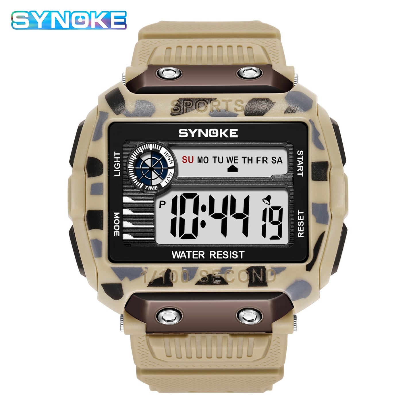 SYNOKE Men Sport Mlitary Watch 5ATM Waterproof Japanese Movement Electronic Watch Count Sports Watches Men Bracelet Alarm Clock