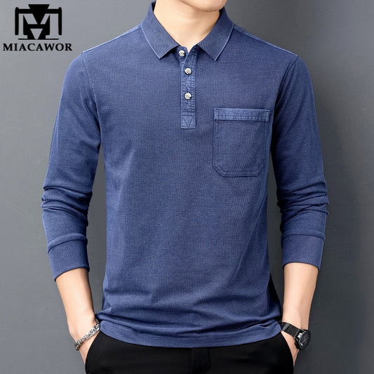 New Brand Spring Autumn Vintage Polo Shirt Men High Quality Cotton Tee Shirt Homme Long Sleeve Camisa Polo Men Clothing T1105