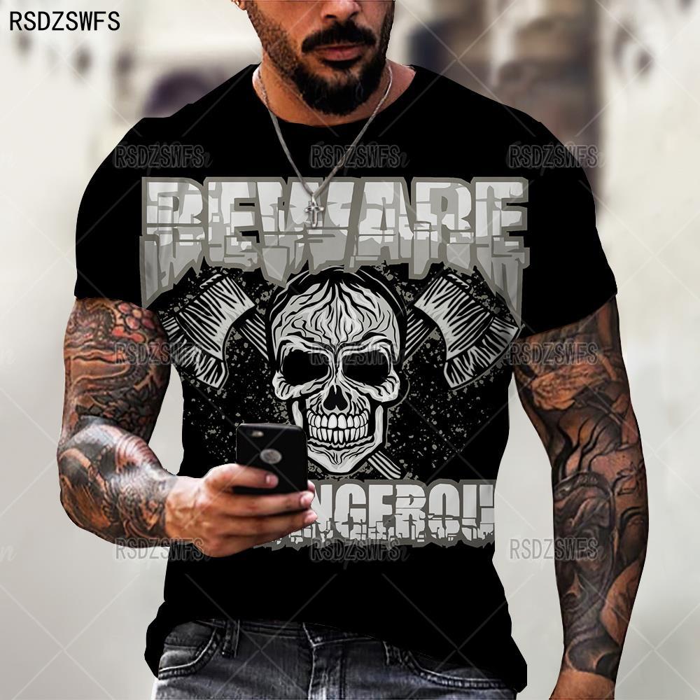 Summer Horror Skull 3D Print T Shirt For Men Casual Oversized Short Sleeve Clothes Streetwear Hip Hop Tops Tees Men Clothing 4XL
