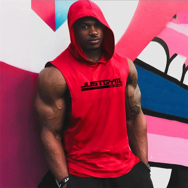 Summer Brand Clothing Bodybuilding Hooded Sleeveless Shirt Fitness Mens Tank Top Muscle Vest Cotton Gym Tank Top Sportswear