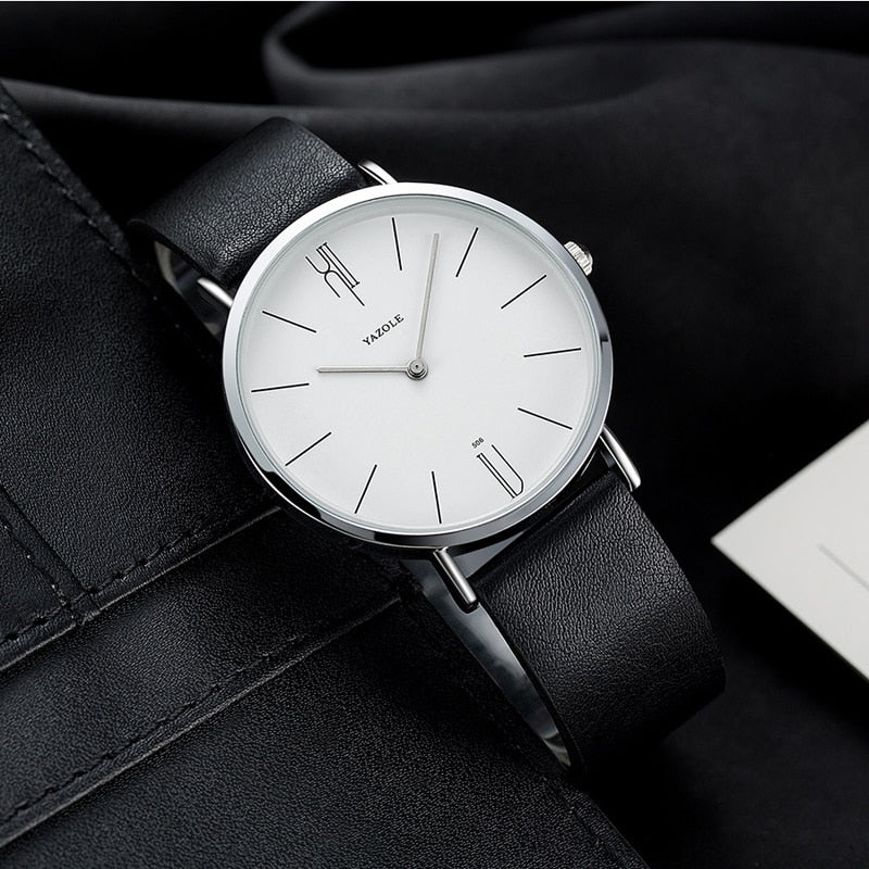 Simple Men's Watches Genuin Leather Bussiness Quartz Men Watch Waterproof Black White Dail Quartz Watch For Men Drop Shipping