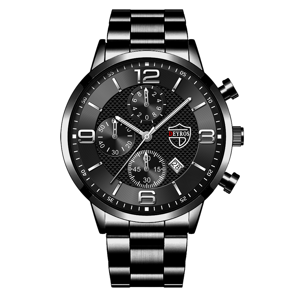 Luxury Mens Sports Stainless Steel Watches Fashion Men Business Leather Quartz Watch Man Calendar Luminous Clock часы мужские