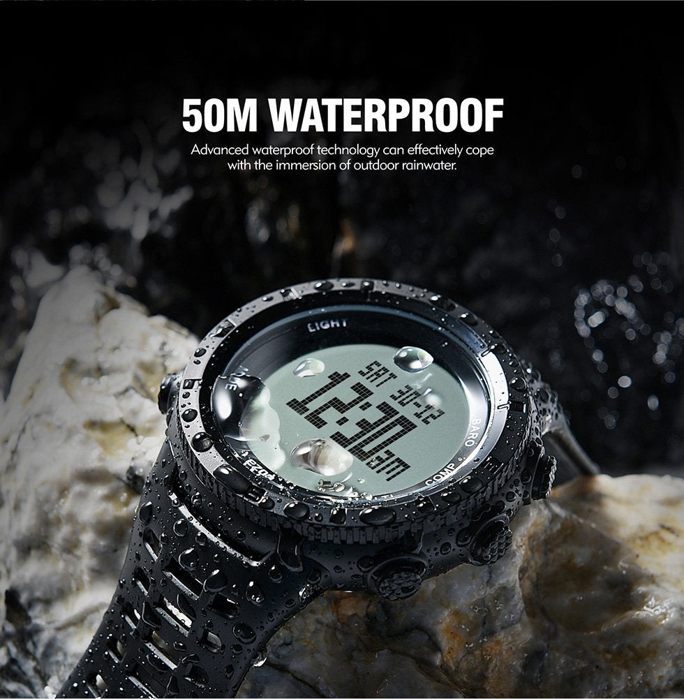 EZON H001H13 Professional Climbing Hiking Wristwatches Altimeter Barometer Compass Men Digital Sports Watch 50M Waterproof