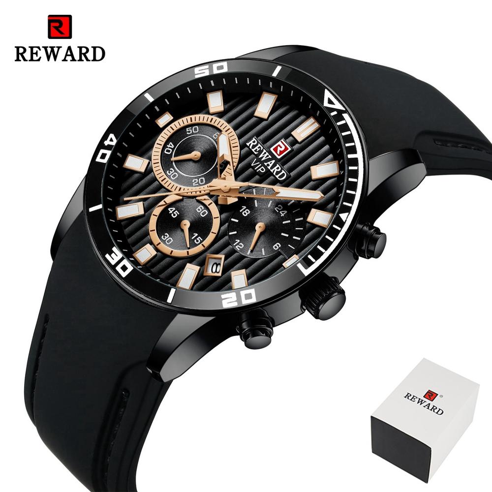 REWARD Mens Watches Top Brand Luxury Chronograph Green Men Silicone Waterproof Date Sport Wrist Watch Man Male Clock Dropship