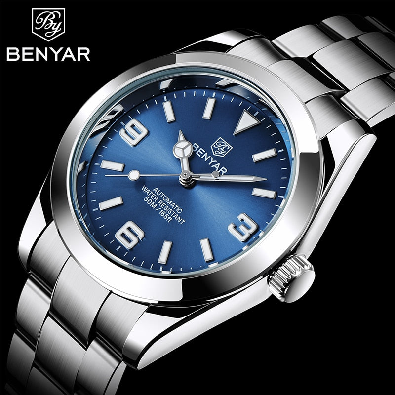 BENYAR Top Brand Mens Mechanical Wristwatch 50ATM Waterproof Clock Sports Watches  Fashion Diver Watch Men Relogio Masculino