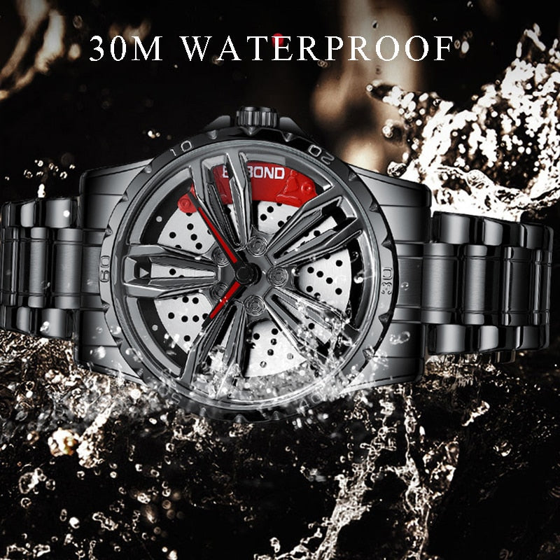 Rim Hub Watches 2022 Men Sports Car Men Watches Quartz Waterproof Sport Stainless Steel Wheel Wristwatch Car Quartz Men Watches