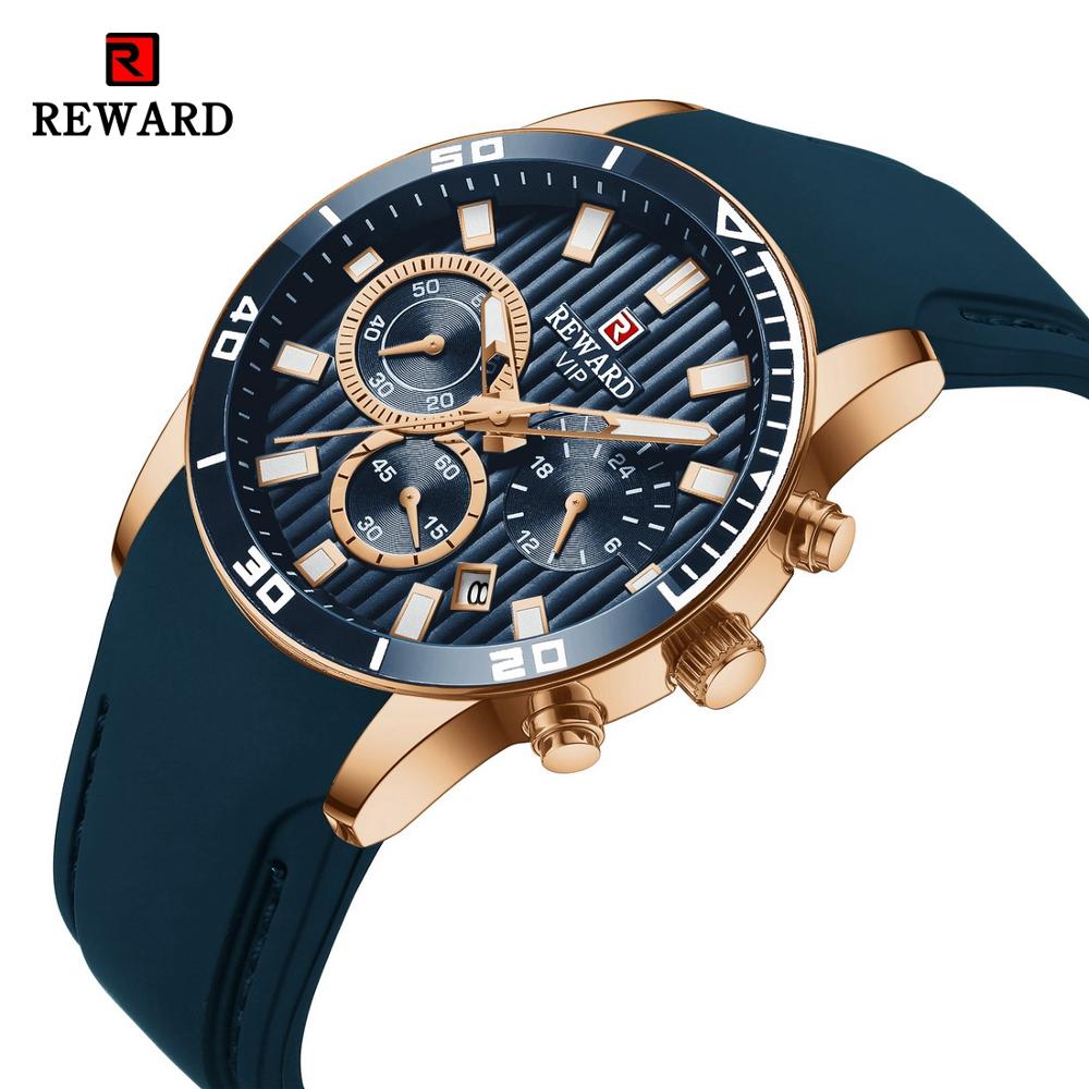 REWARD Mens Watches Top Brand Luxury Chronograph Green Men Silicone Waterproof Date Sport Wrist Watch Man Male Clock Dropship