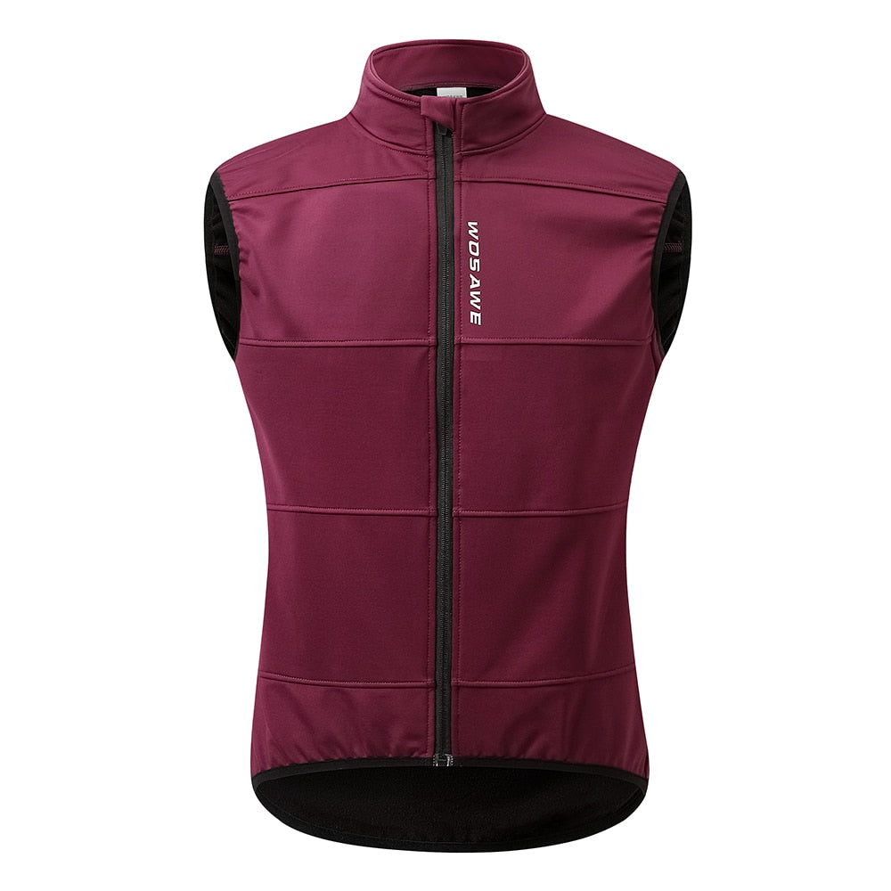 WOSAWE Mens's Winter Thermal Cycling Vest Warm Sleeveless Windproof Waterproof Running Vest MTB Bike Bicycle Reflective Clothing
