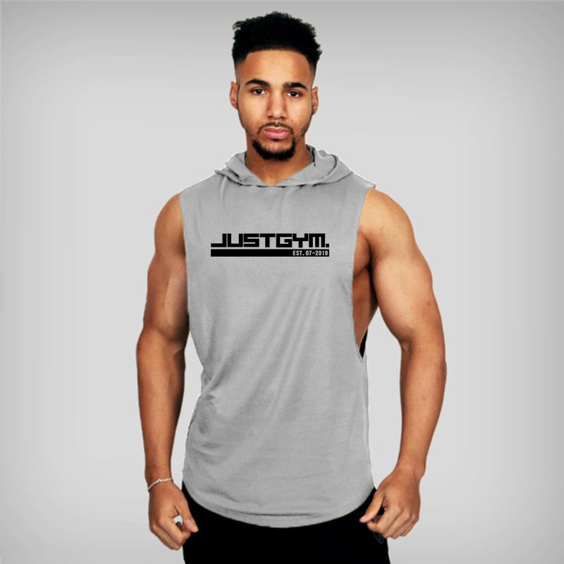 Summer Brand Clothing Bodybuilding Hooded Sleeveless Shirt Fitness Mens Tank Top Muscle Vest Cotton Gym Tank Top Sportswear
