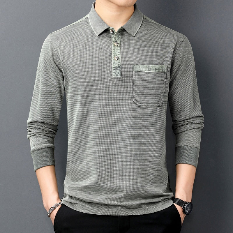 New Brand Spring Autumn Vintage Polo Shirt Men High Quality Cotton Tee Shirt Homme Long Sleeve Camisa Polo Men Clothing T1105
