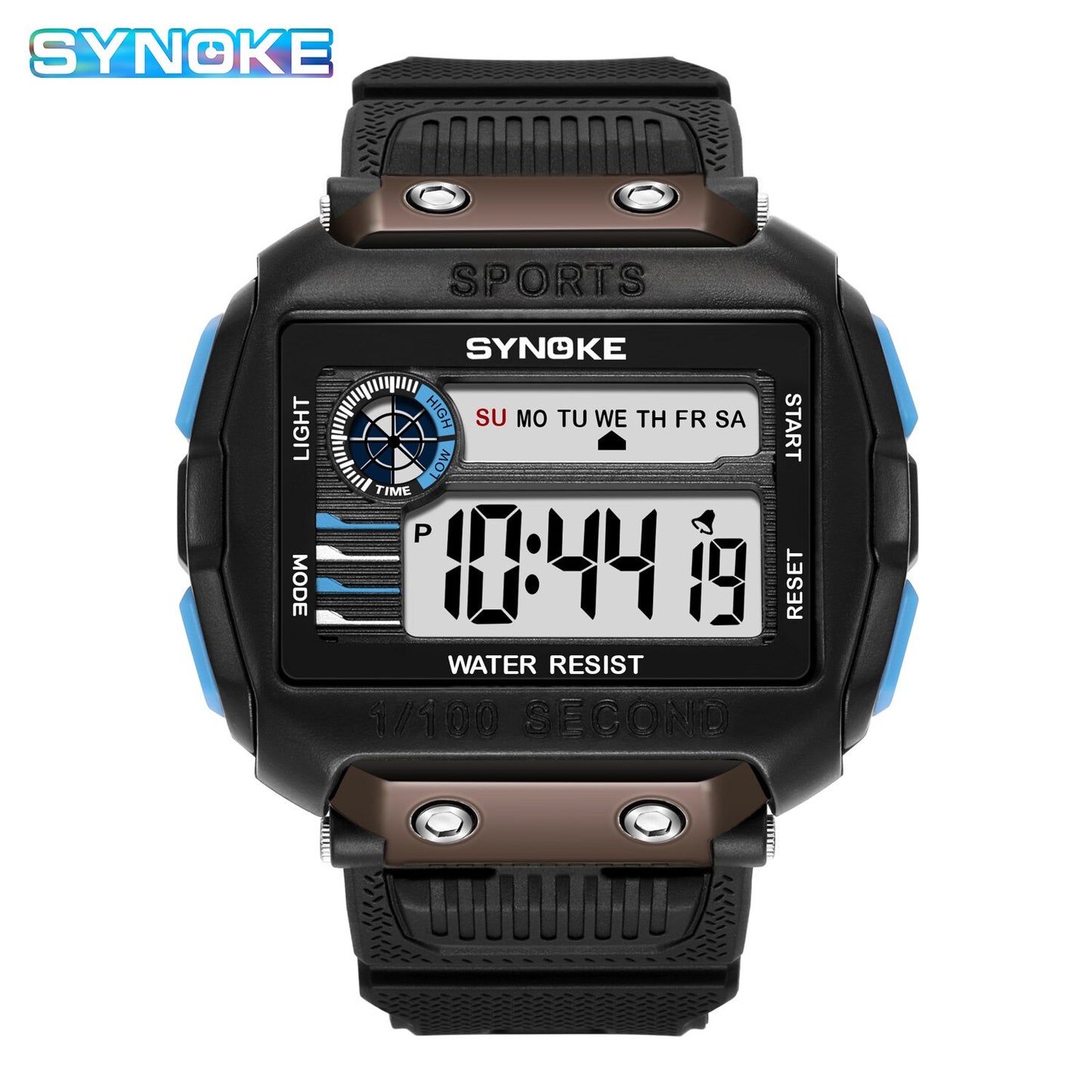 SYNOKE Men Sport Mlitary Watch 5ATM Waterproof Japanese Movement Electronic Watch Count Sports Watches Men Bracelet Alarm Clock