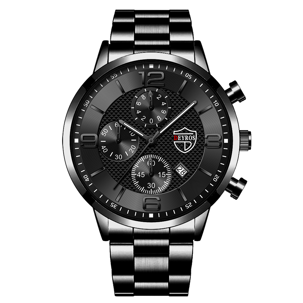 Luxury Mens Sports Stainless Steel Watches Fashion Men Business Leather Quartz Watch Man Calendar Luminous Clock часы мужские