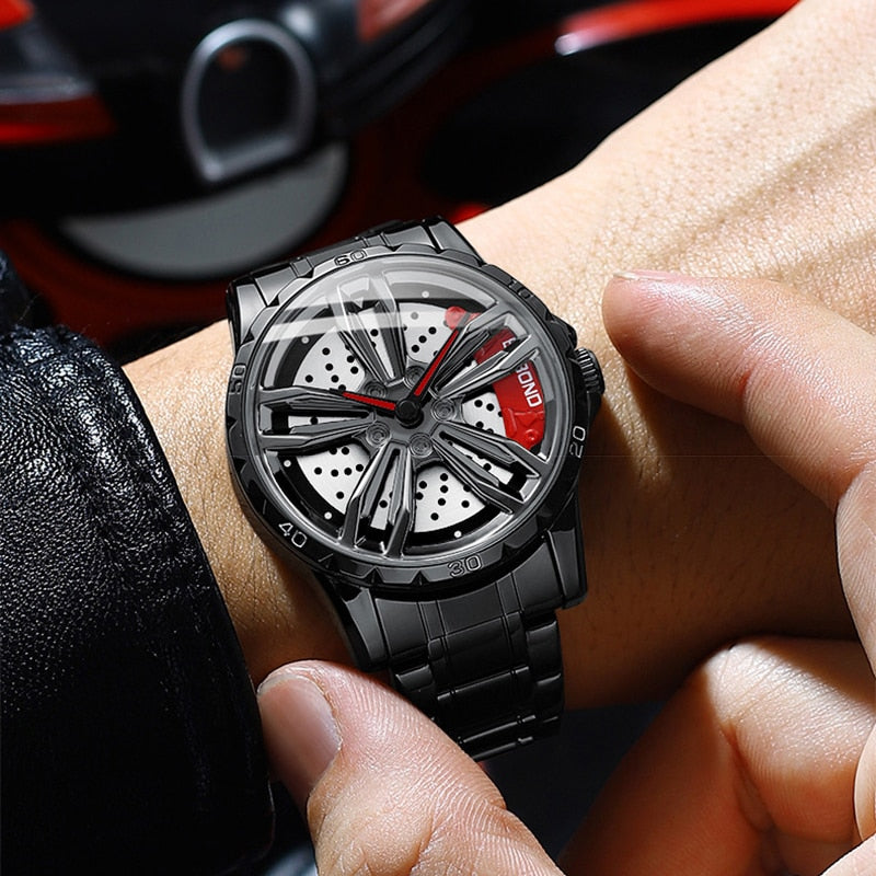 Rim Hub Watches 2022 Men Sports Car Men Watches Quartz Waterproof Sport Stainless Steel Wheel Wristwatch Car Quartz Men Watches