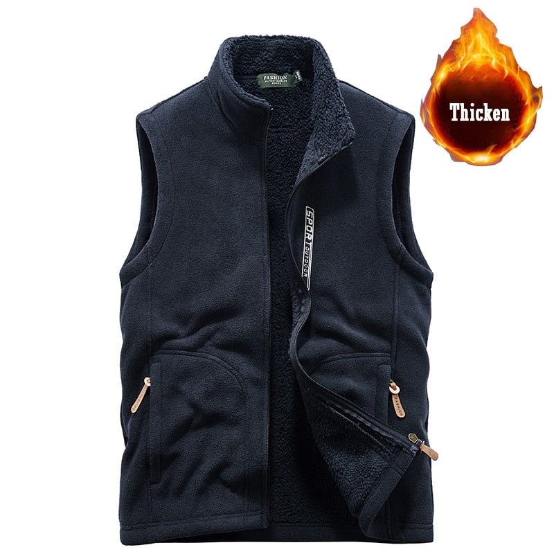 Large Size Clothing S-5XL Men Fleece Vest Jacket 2021 Spring New Windproof Casual Warm Vest Coat Men Winter Vest Men's Jackets 1