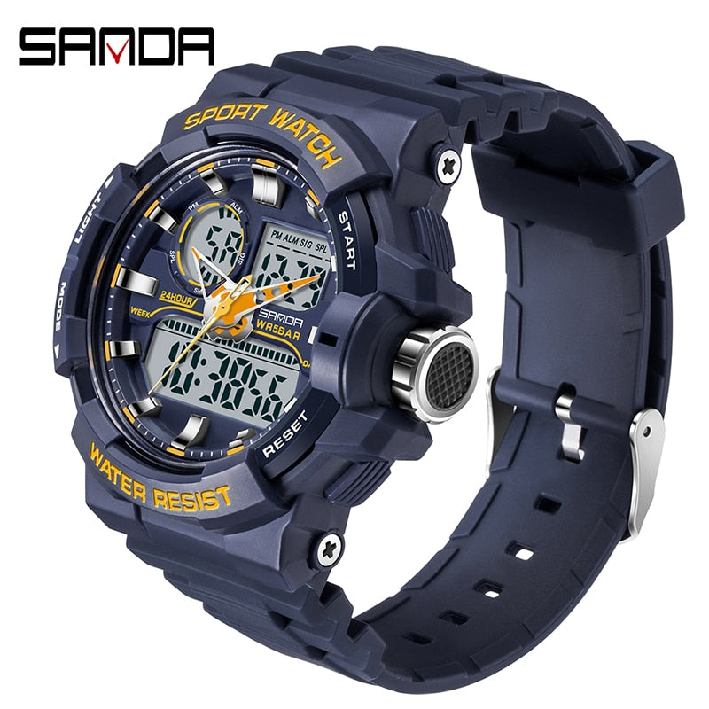 SANDA Waterproof Sports Watch Men's Clock LED Digital Quartz Watch Top Brand Luxury Men G style Luminous Watch Relogio Masculino