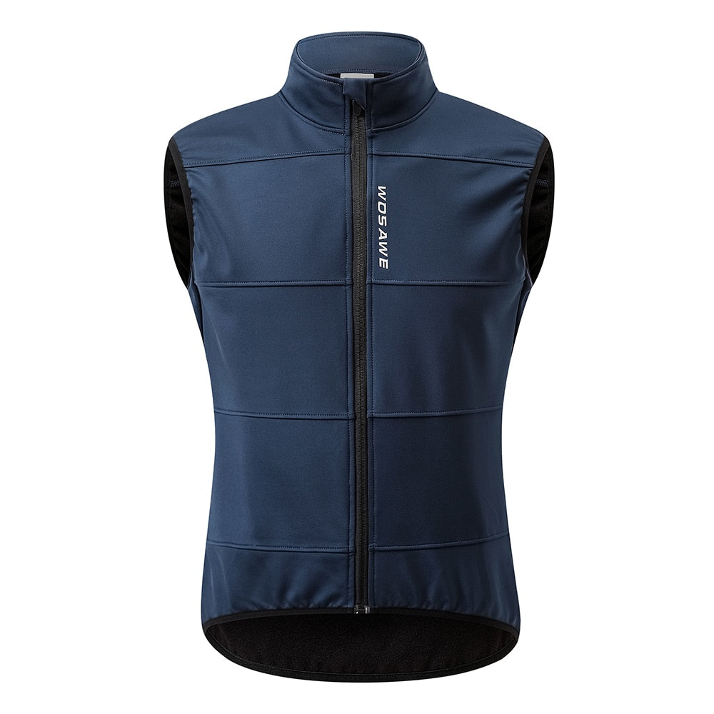 WOSAWE Mens's Winter Thermal Cycling Vest Warm Sleeveless Windproof Waterproof Running Vest MTB Bike Bicycle Reflective Clothing