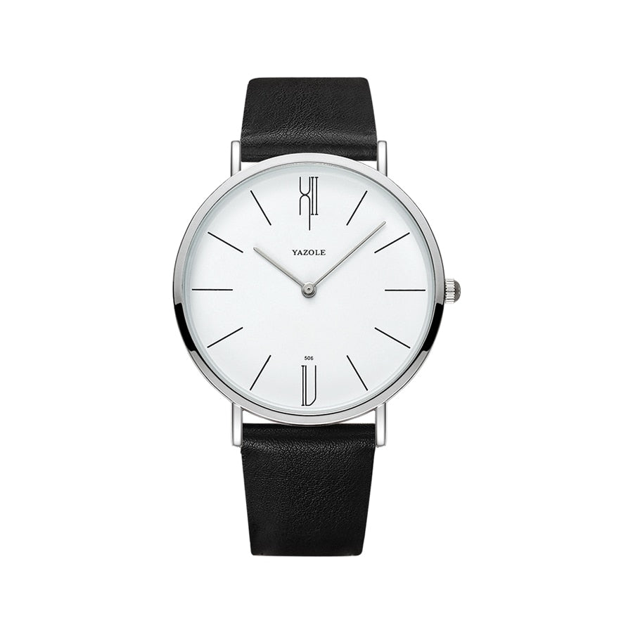 Simple Men's Watches Genuin Leather Bussiness Quartz Men Watch Waterproof Black White Dail Quartz Watch For Men Drop Shipping