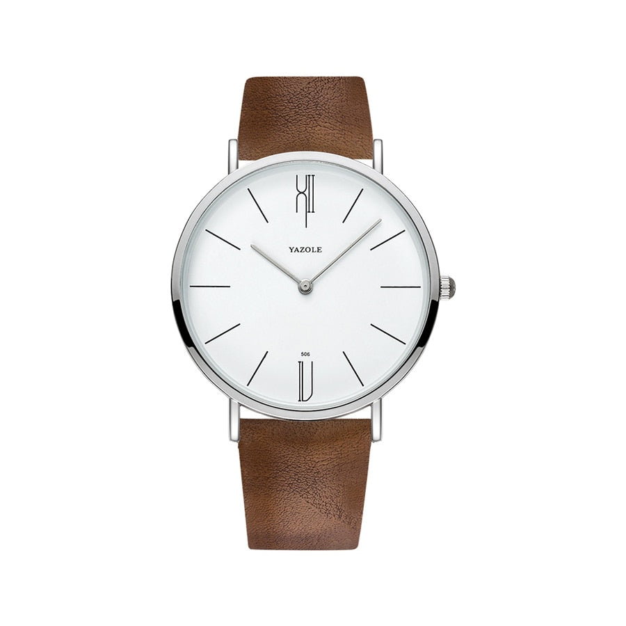 Simple Men's Watches Genuin Leather Bussiness Quartz Men Watch Waterproof Black White Dail Quartz Watch For Men Drop Shipping