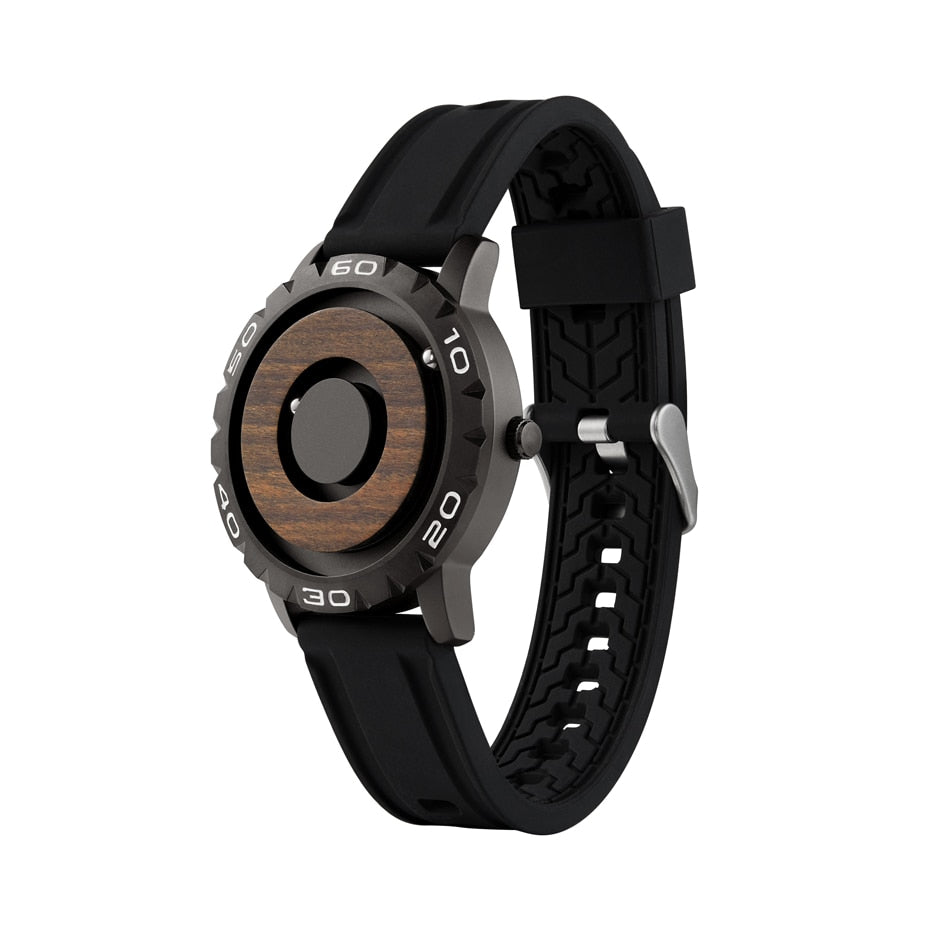 EUTOUR Creative Watch Rose Gold Black Sliver Magnetic Ball Metal Multinational Watch Men's Fashion Rubber Sports Male Watch
