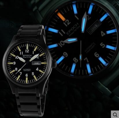 EPOCH Tritium T100 Watch Rainbow Light Men Automatic Mechanical Japan TOP Movement 21Jewels Sapphire WR100M Swim Military Watch