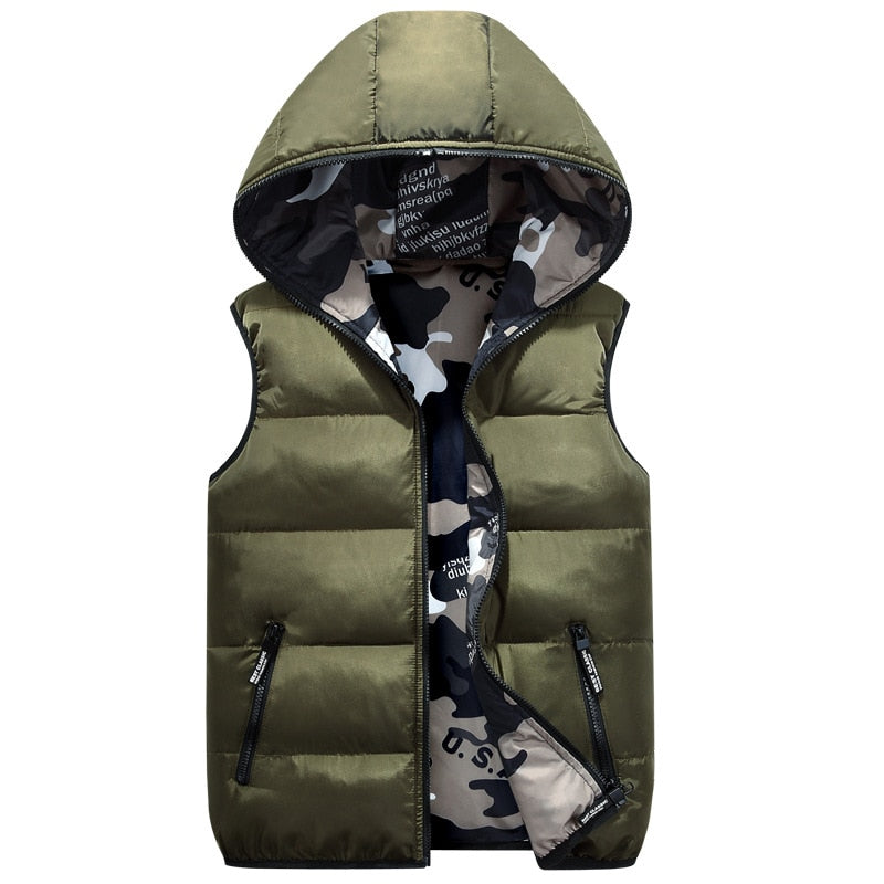DIMUSI Men's Vests Winter Sleeveless Jackets Male Double-Wear Cotton-Padded Hooded Vest Coats Men Thick Warm Waistcoats Clothing