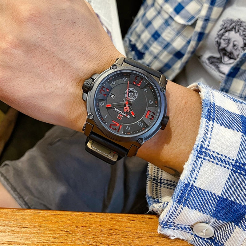 Top Brand Luxury NAVIFORCE Men Sports Watches Men's Army Military Leather Quartz Watch Male Waterproof Clock Relogio Masculino
