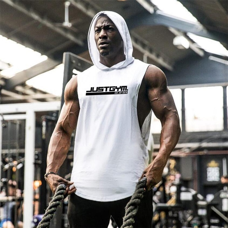 Summer Brand Clothing Bodybuilding Hooded Sleeveless Shirt Fitness Mens Tank Top Muscle Vest Cotton Gym Tank Top Sportswear