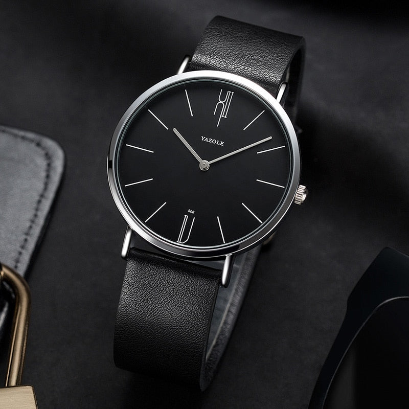 Simple Men's Watches Genuin Leather Bussiness Quartz Men Watch Waterproof Black White Dail Quartz Watch For Men Drop Shipping