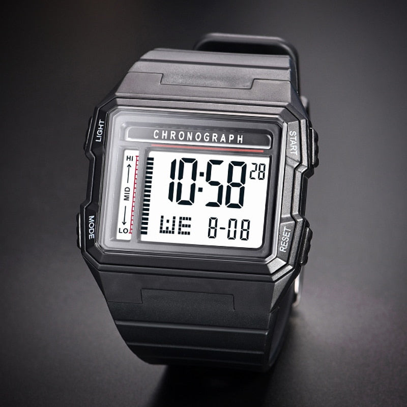 SYNOKE Men Sport Mlitary Watch 5ATM Waterproof Japanese Movement Electronic Watch Count Sports Watches Men Bracelet Alarm Clock